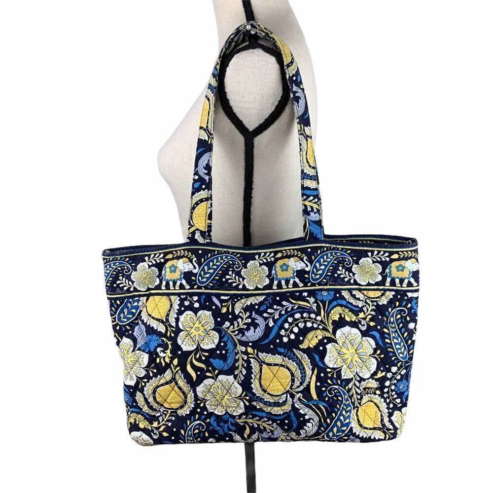 Vera Bradley Quilted Tote Ellie Blue Yellow Floral